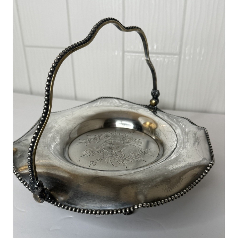 Antique Barbour Silver Co Quadruple Silverplate Bridal Basket Dish 1892-1898 GUC - Picture 11 of 16